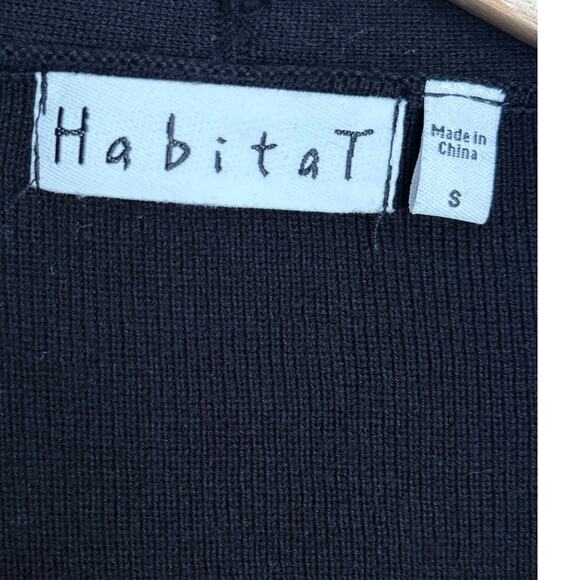 HABITAT Clothes to Live In black viscose cotton wrap front knit sweater top - Picture 4 of 6